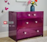 Steel 3 Drawer Dresser in Razz Sparkle finsih