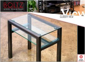 Steel & Glass Quarter Table