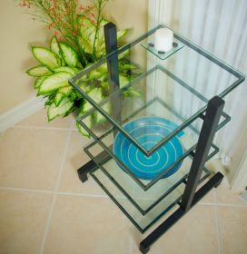 4 Shelf Steel & Glass Component Stand