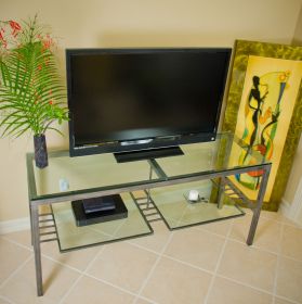 JW Ultra Media 80 inch Steel Frame TV Stand top view